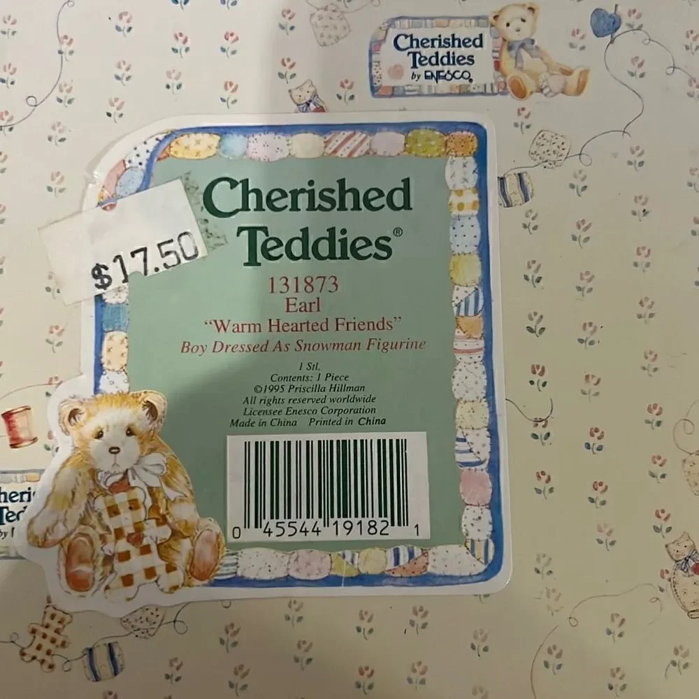 Enesco Cherished Teddies Figurine Earl Model 131873 Warm Hearted Friends Snowman